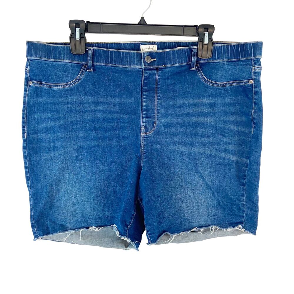 Wonderly Denim Shorts Women's‎ 24W Blue High Rise Pull On Short Jean Stretchy